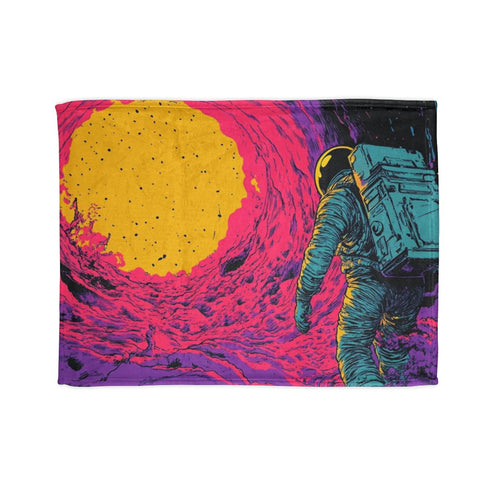 1970s Sci-fi Comic Book Style Illustration a Sp — 50×60 Plush Throw Blanket — Full Spread Plush Fleece Artwork View