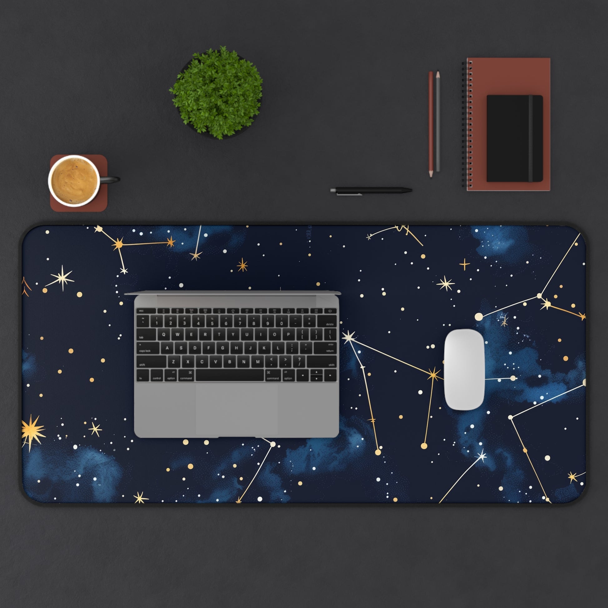 "Galactic Constellation Desk Mat - Enhance your workspace with inspiring starry design"