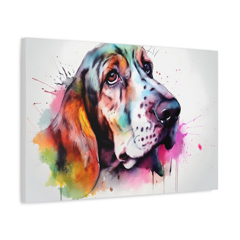 Adorable Basset Hound Puppy Peeking Out — Canvas Wall Art — Side Profile & Stretched Corner Detail