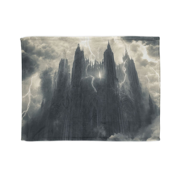 Cloud Cathedral Struck by Lightning — Plush Fleece Throw Blanket — Full Flat Artwork View