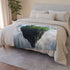 Floating Sky Island Chained to Mountain (Edition III) — Plush Fleece Throw Blanket — Draped Over Sofa & Bed Lifestyle View