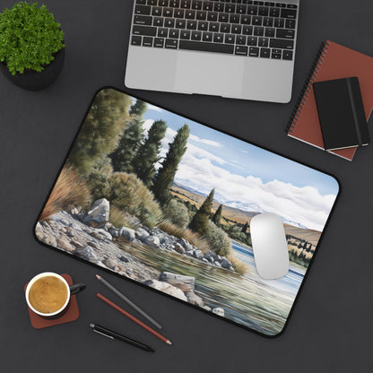 "Stunning New Zealand Lake Desk Mat - Bring Tranquility to Your Workspace"