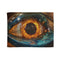 Glass Eye Watching Galactic Core — Plush Fleece Throw Blanket — Full Flat Artwork View