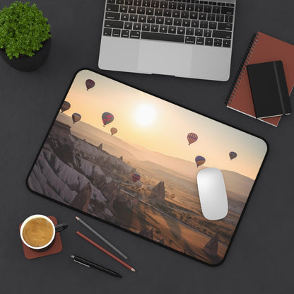 "Vibrant Cappadocia Air Balloons Desk Mat - Elevate your workspace with this whimsical hot air balloon print mat."