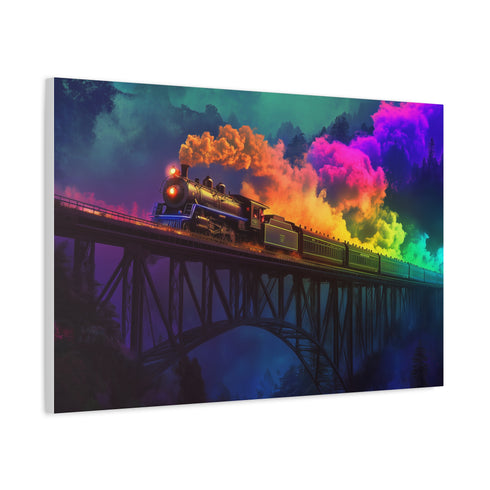 Ghostly Train Crossing Rainbow Bridge — Canvas Wall Art — Product Detail View 6