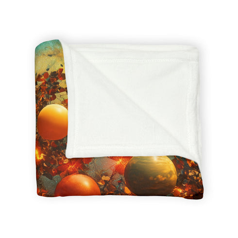 Tree with Planets Growing as Fruit — Plush Fleece Throw Blanket — Product Detail View 8