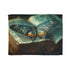 Celestial Moth Hovering Over Ancient Tomb (Edition II) — Plush Fleece Throw Blanket — Full Flat Artwork View