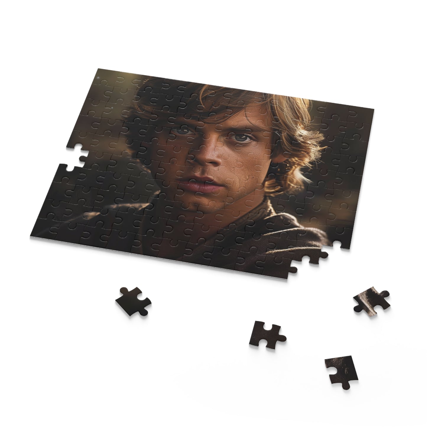 "Luke Skywalker Jedi puzzle with epic journey image, perfect for Star Wars fans"