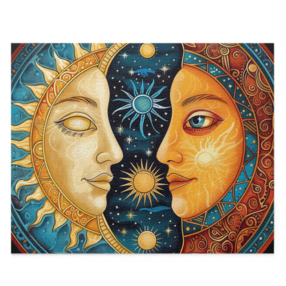 "Beautiful Sun and Moon Mandala Puzzle for Relaxation and Serenity"