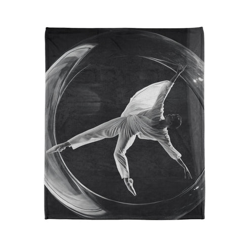 Ballet Dancer Spinning Through Gravity — Plush Fleece Throw Blanket — Product Detail View 7