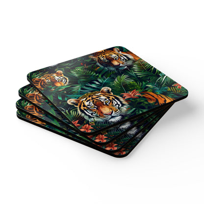 Tiger Jungle Coaster Set: Safari Chic