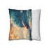 Train Riding Rails Through the Clouds (Edition II) — 40×40 Cushion Cover — Sofa & Living Room Lifestyle View