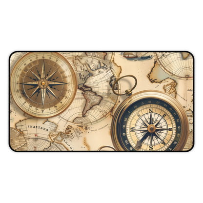 Vintage Maps Desk Mat - Enhance your workspace with this seamless pattern of old world maps, perfect for vintage office decor.