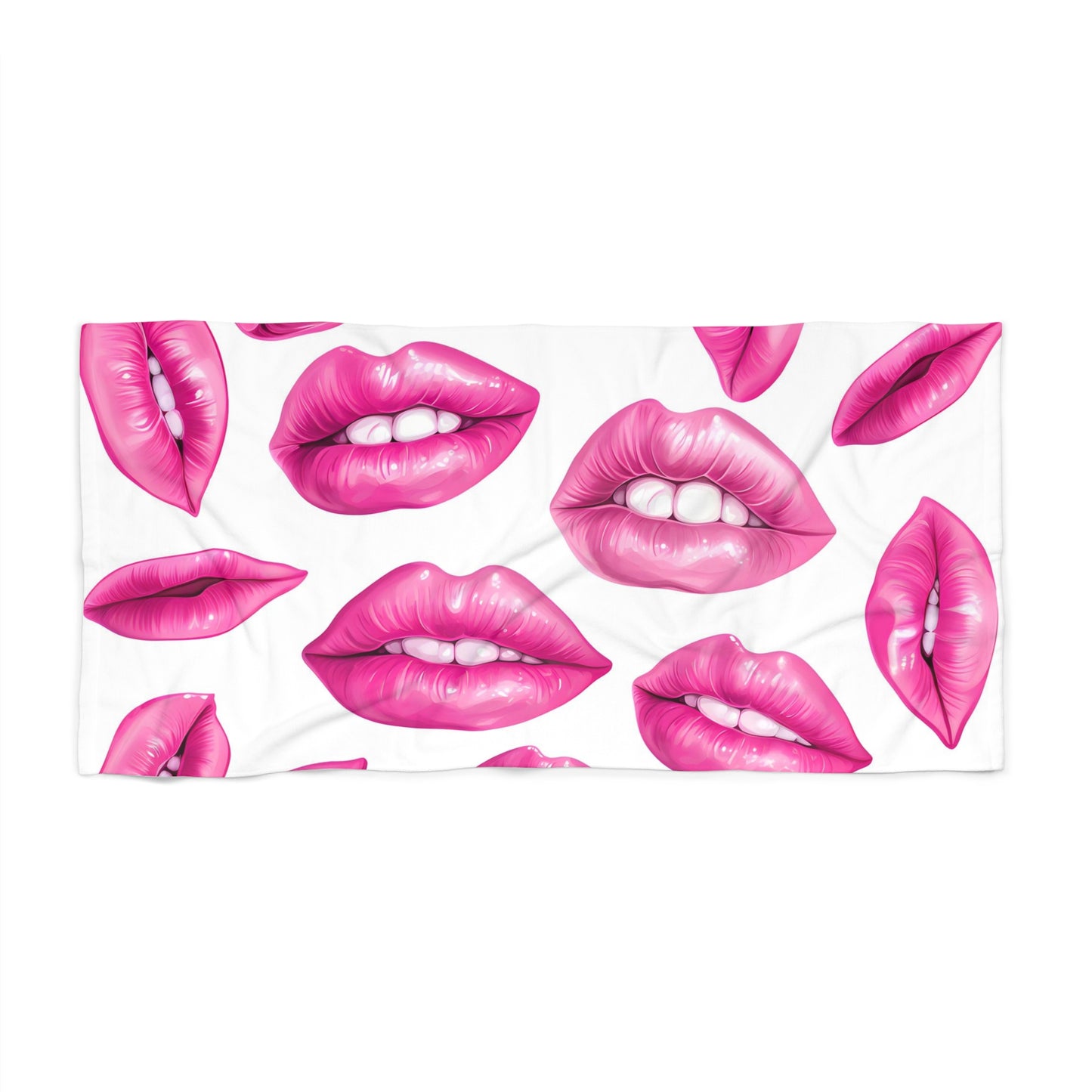 Scarlet Smooch: Lips Design Beach Towel