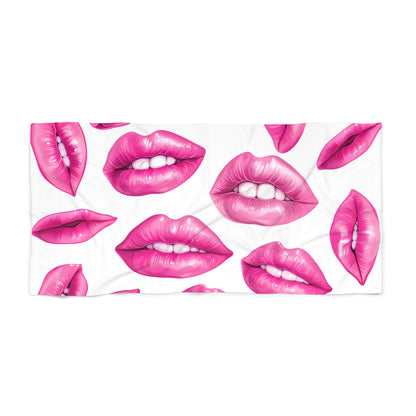 Scarlet Smooch: Lips Design Beach Towel