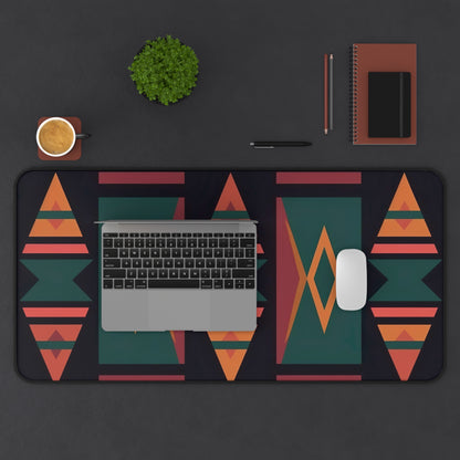 "Vibrant Aztec style desk mat for stylish workspace decor and protection"