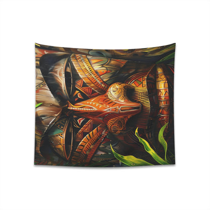 Spirit of Fiji Tapestry with Traditional Mask Design | Vibrant Colors, High-Quality Material | Perfect for All Seasons | 34" x 40" and 57" x 57" Sizes | Makes a Great Gift