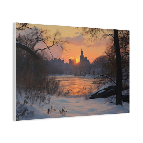 Central Park Snow Sunset — Canvas Wall Art — Product Detail View 6