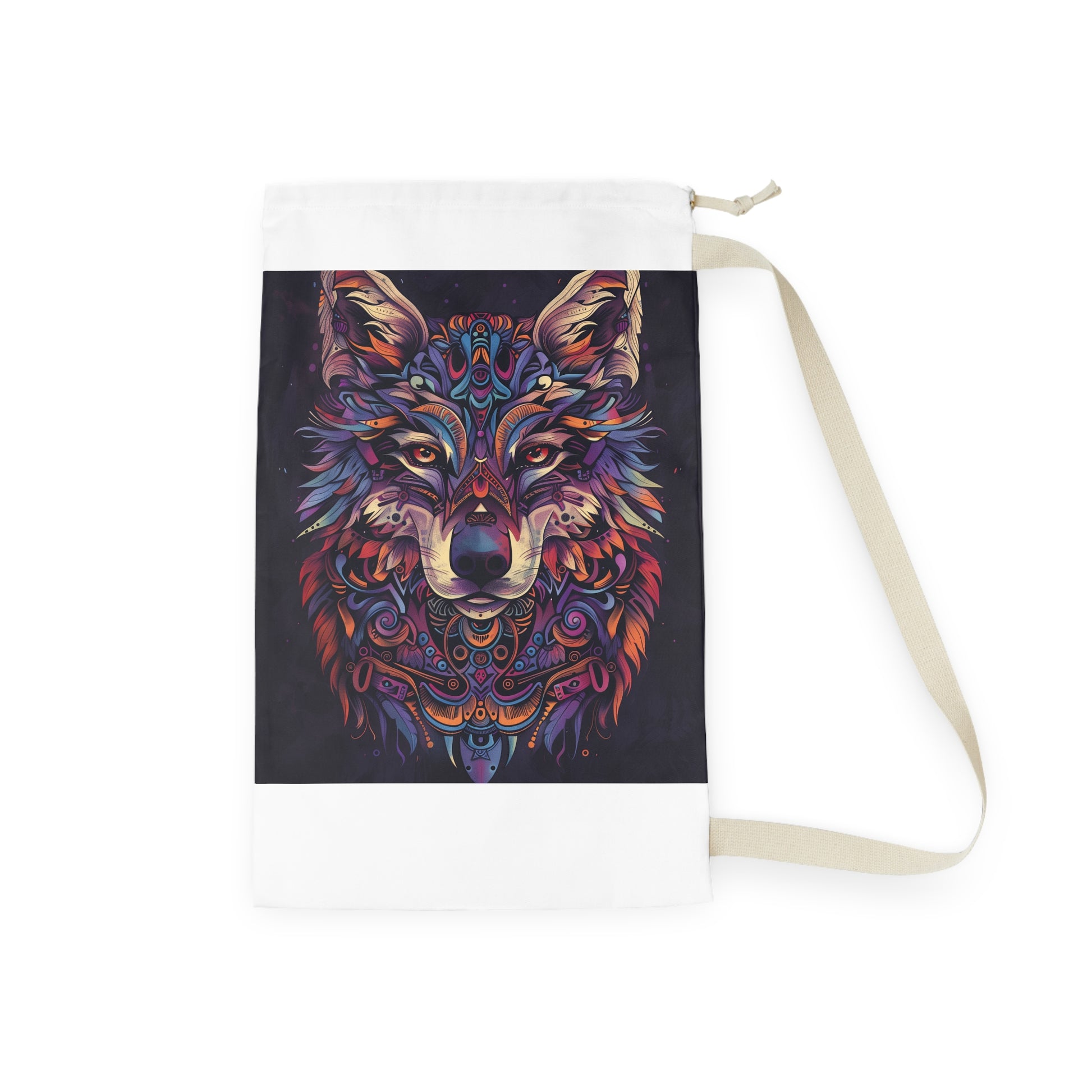 "Animal Totem Laundry Bag - Adds flair to laundry room with tribal design, durable material for wild side"