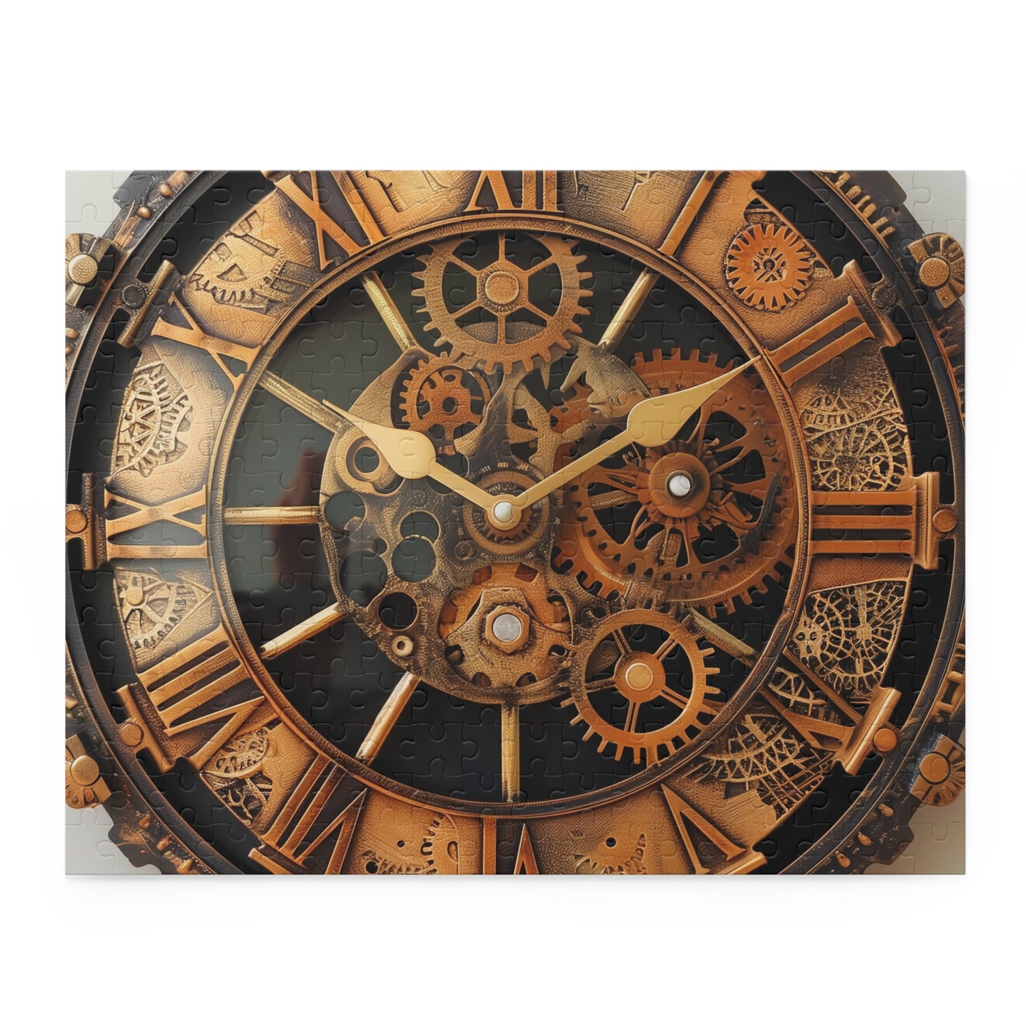 Steampunk Gearworks Puzzle - Engaging jigsaw with mesmerizing clock design, intricate gears, and cogs. Ideal for a challenging experience.