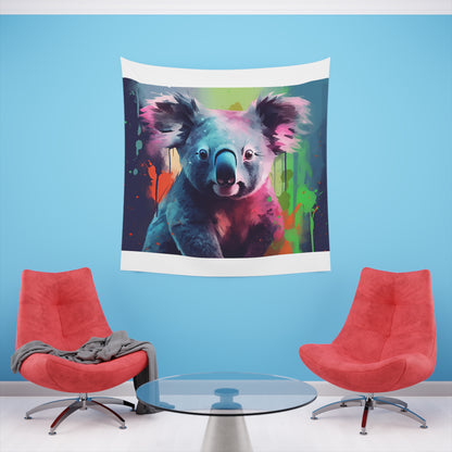 Koala Cuddles: A Watercolor Tapestry | Wall Tapestry | All Over Print, AOP, Decor, Halloween, Home & Living, Home Decor, Indoor, Spring Essentials, Sublimation, Tapestry | Prints with Passion