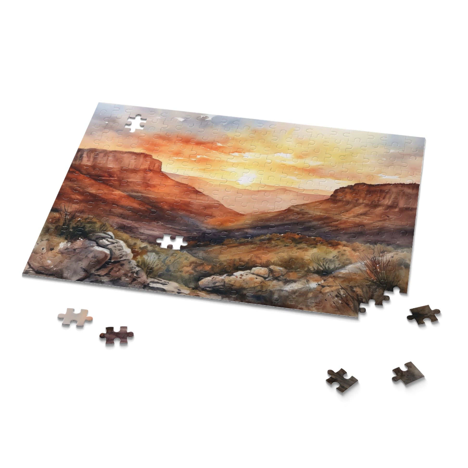 "Desert Mountain Puzzle Challenge - Piece together serene beauty and breathtaking views for a relaxing escape"