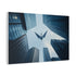 Paper Crane Soaring Above Skyscrapers (Edition II) — Canvas Wall Art — Side Profile & Stretched Corner Detail