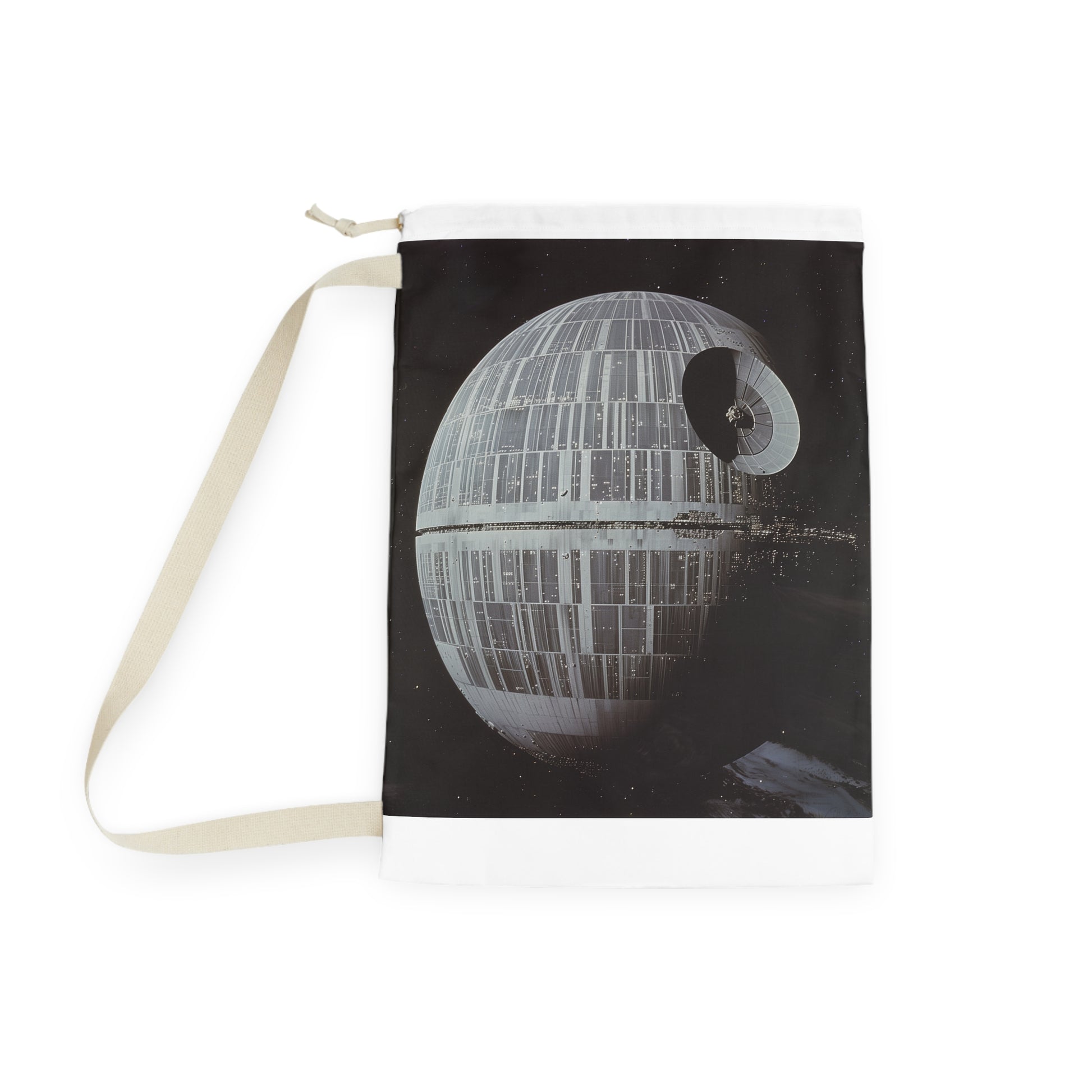 "Death Star Star Wars laundry bag - transport dirty laundry to the dark side in style"