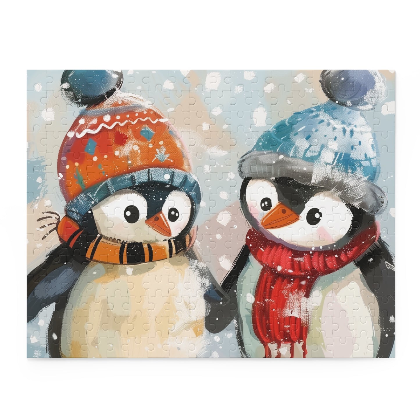 "Adorable Penguin Pals Puzzle for Winter Fun - Challenging Jigsaw with Cute Penguins in Hats & Scarves"