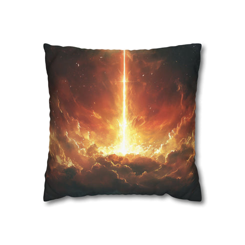 Solar Sword Shattering the Sky — 40×40 Cushion Cover — Front 40×40 cm Square Cushion View