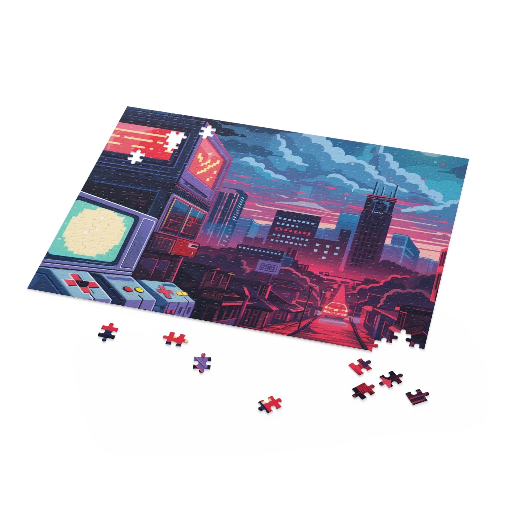 "0s Pixel Game Puzzle - Nostalgic 80s video game jigsaw with vibrant pixel art designs"