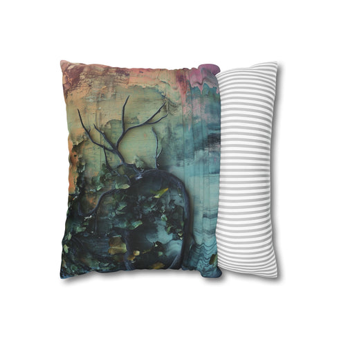 Cosmic Vines Climbing a City Wall Double-Sided Square Cushion Cover