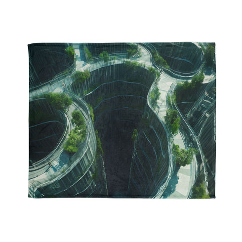 Glass Maze Growing through Skyscrapers Plush Fleece Throw Blanket