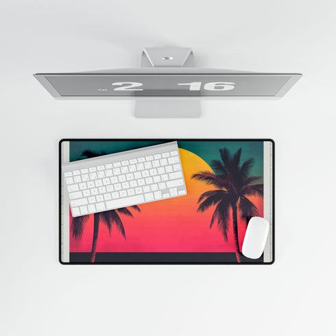 80s Retro Miami Neon Sunset — XL & XXL Desk Mat — Product Detail View 8