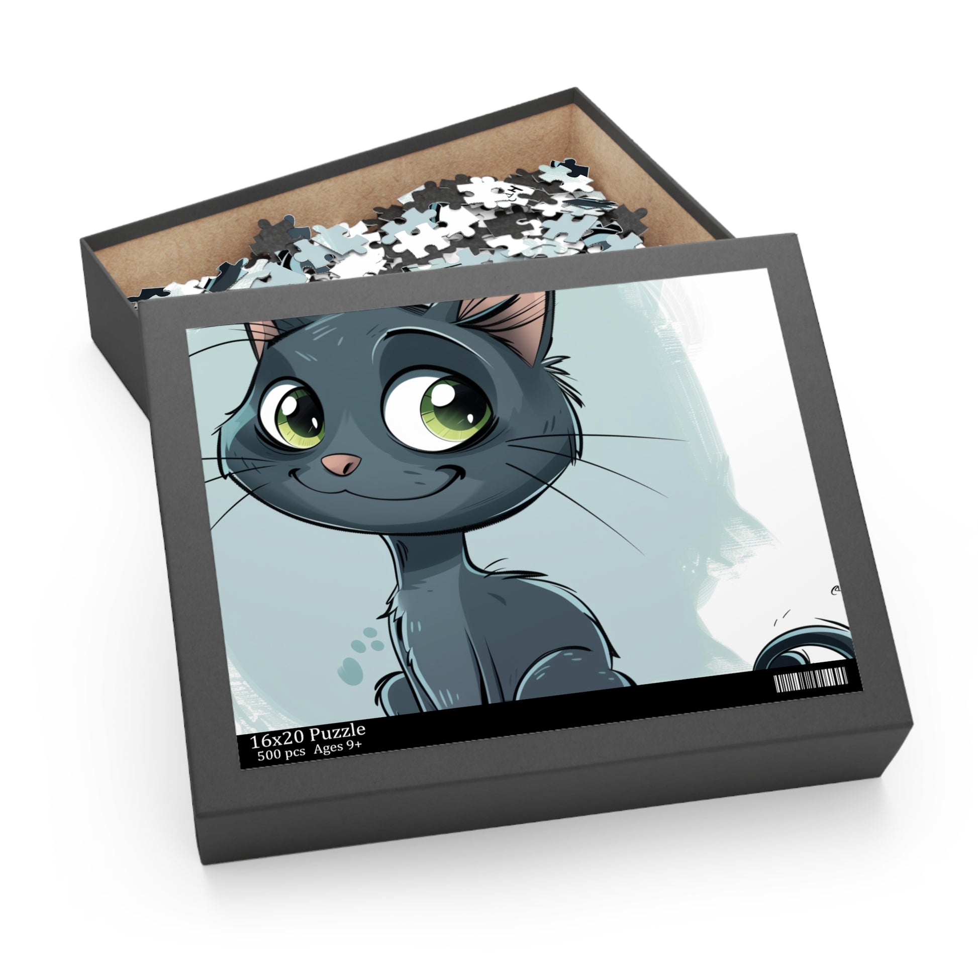 "Whimsical Cat Puzzle - Piece together a cute cartoon cat for feline lovers of all ages"