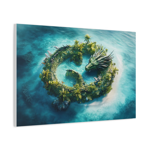 Tropical Island Shaped Like a Dragon — Canvas Wall Art — Product Detail View 6