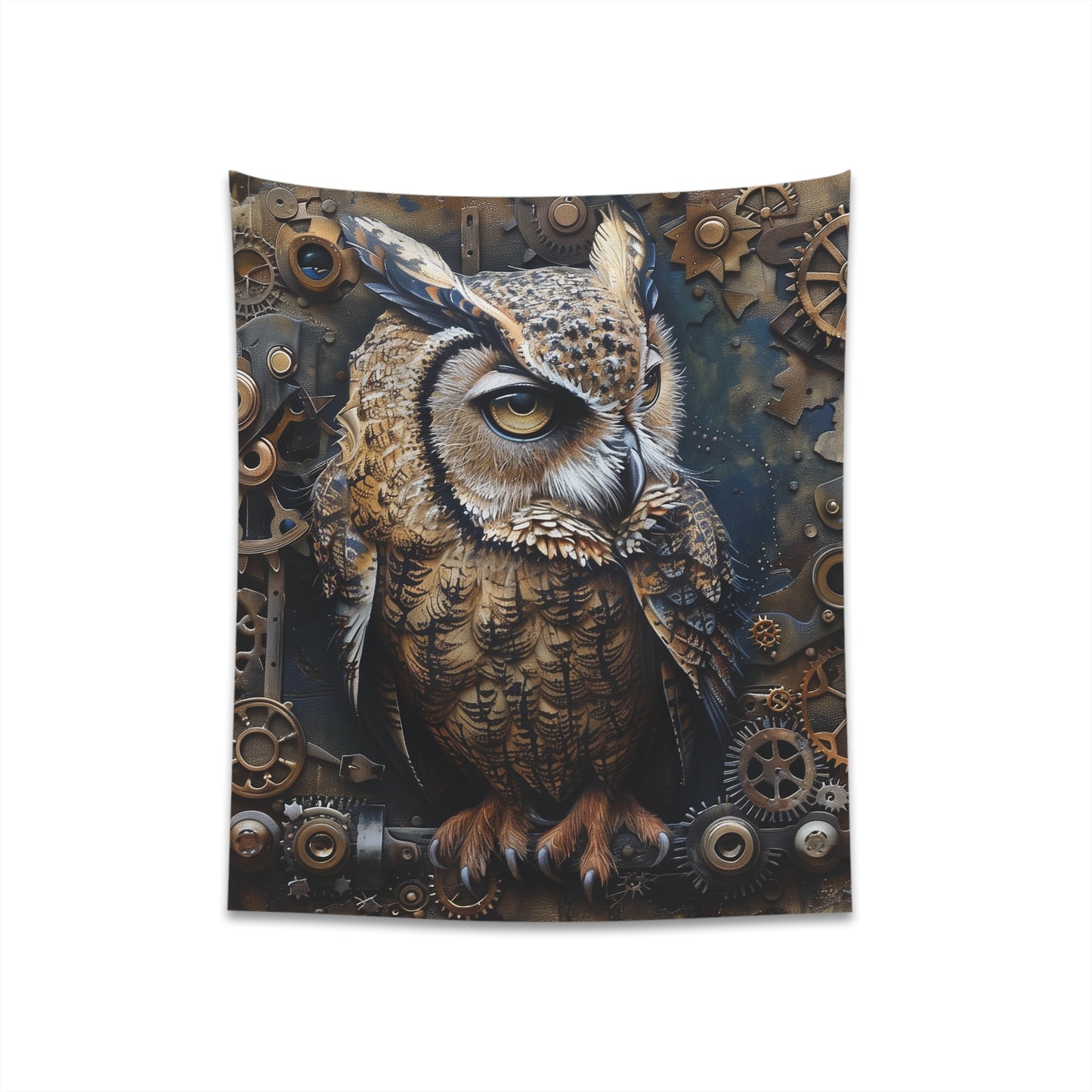 "Steampunk Owl Tapestry - Vintage Industrial Charm for Any Space | 34" × 40" or 57" × 57" | High Quality Material | Gift Idea"