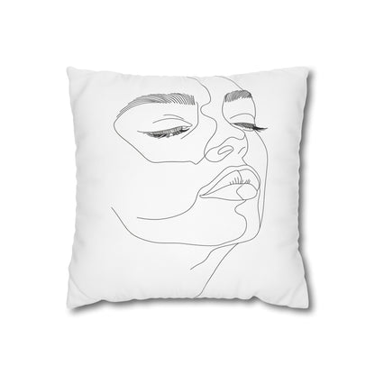 "Abstract Face Pillowcase - Modern minimalist design, high-quality material, perfect for all seasons. Shop now!"