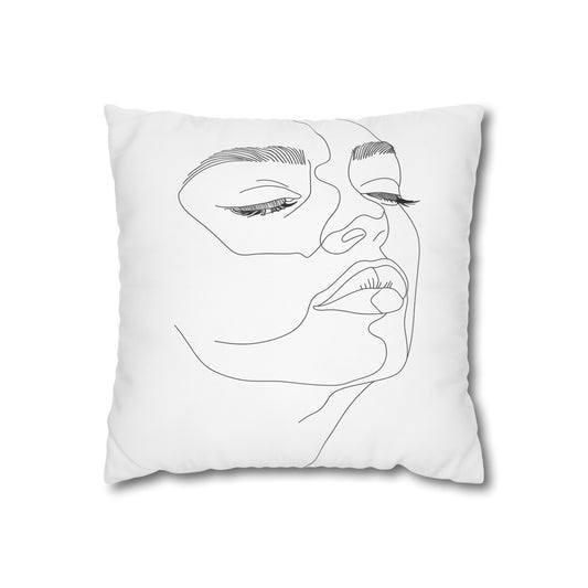 "Abstract Face Pillowcase - Modern minimalist design, high-quality material, perfect for all seasons. Shop now!"