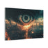 Giant Eye above a Burning City Stretched Canvas Wall Art