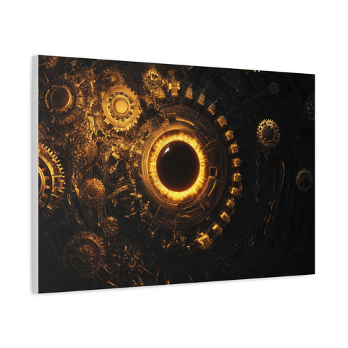 Golden Gears Orbiting Black Sun — Canvas Wall Art — Product Detail View 6