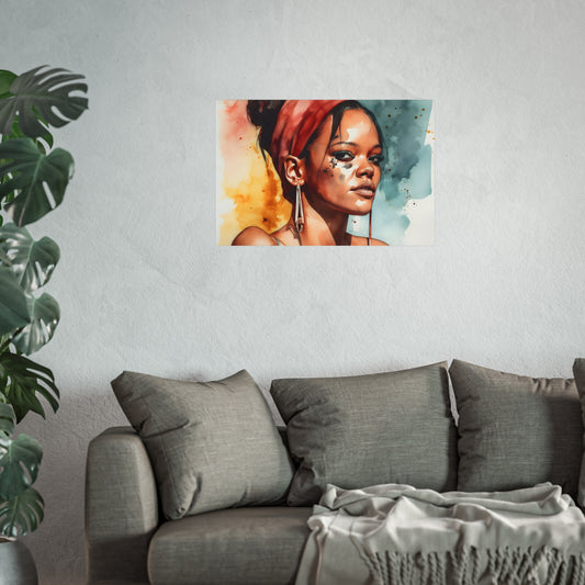 characterized by vivid colors and fluid brushstrokes that capture her powerful persona and iconic fashion sense. Printed on superior quality paper