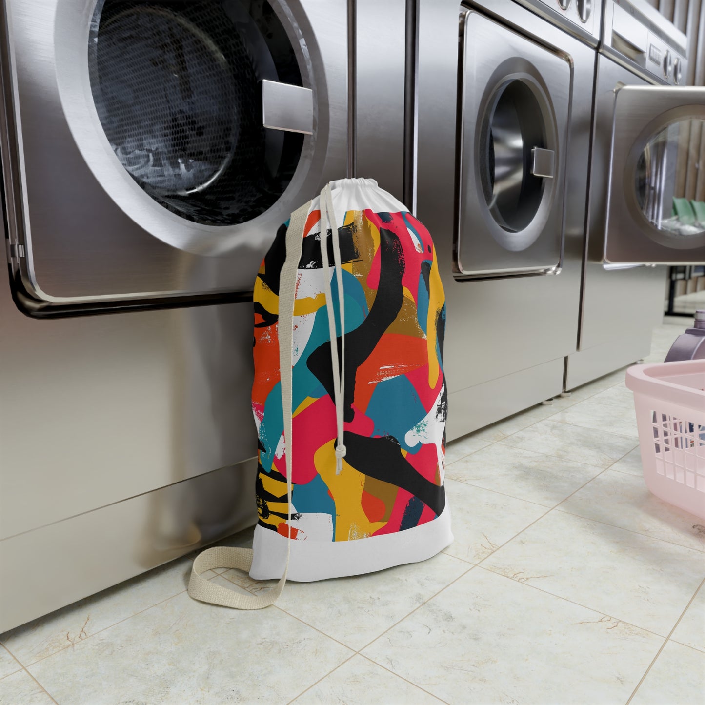 "Colorful Abstract Laundry Bag - Stylish laundry bag with vibrant modern pattern for stylish organization"