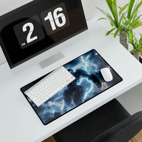 Mech Warrior under Lightning Storm Gaming XXL Extended Desk Mat