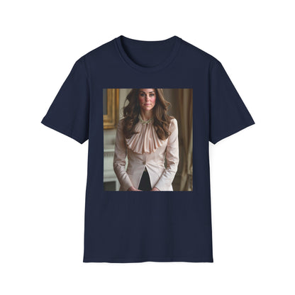 Royal Tapestry T-shirt inspired by Kate Middleton: Embrace timeless elegance with soft brushstrokes and sophisticated colors, embodying inner strength and grace. Wear this tee to be guided towards a life of purpose and unwavering commitment.