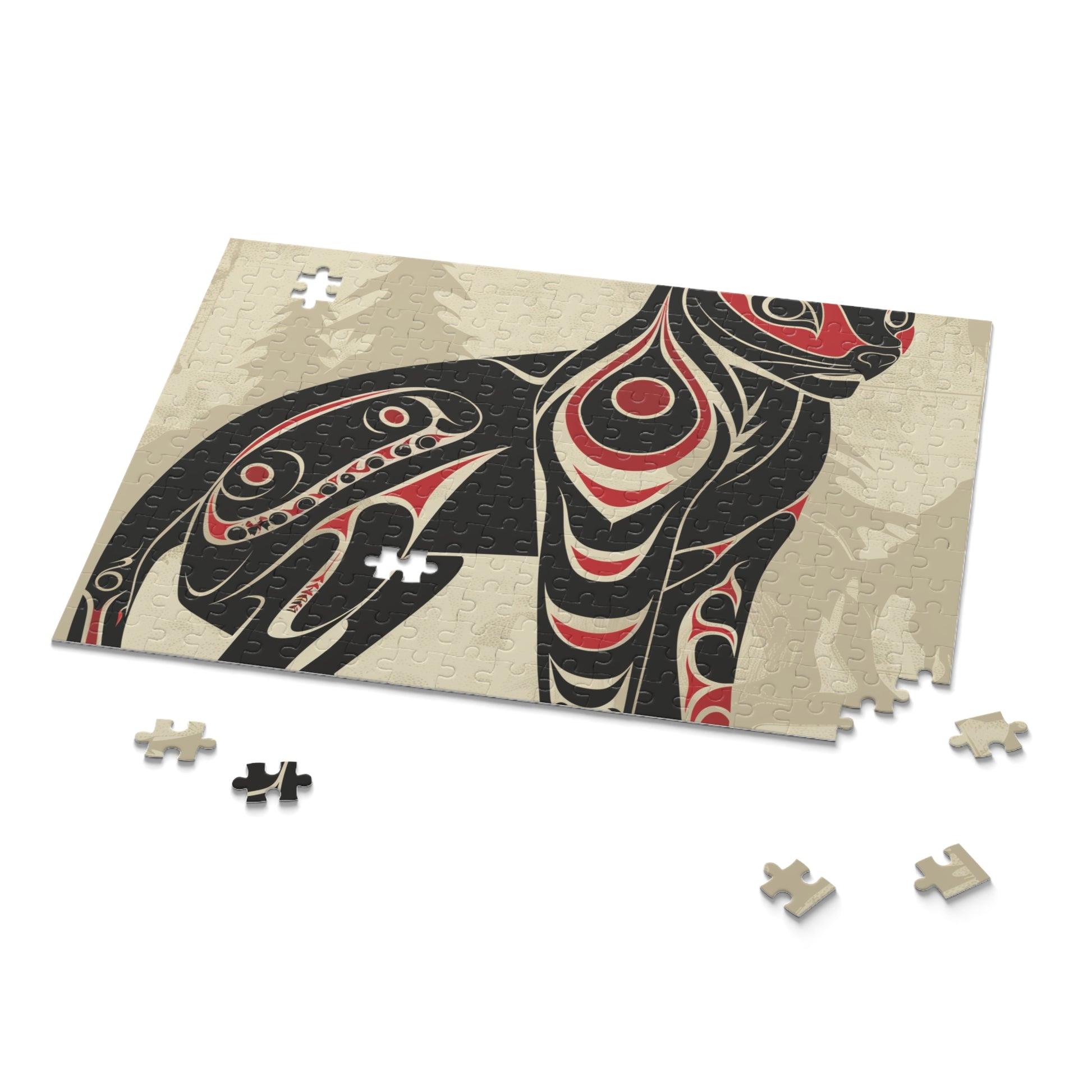 "Explore tribal animal totem jigsaw puzzle with intricate artwork"