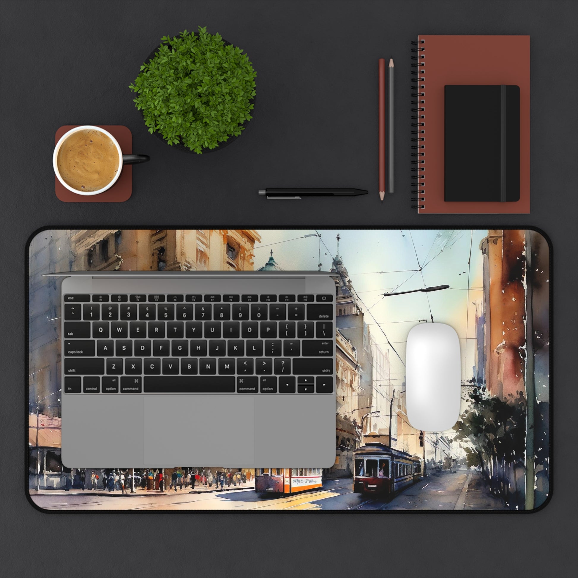 "Melbourne City desk mat with skyline image for stylish workspace protection"