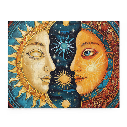 "Stunning Sun and Moon Mandala Puzzle for Relaxing and Unwinding"