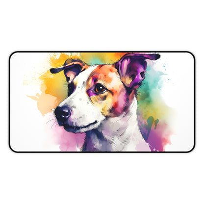 Playful Jack Russell Terrier puppy desk mat - a charming addition to any workspace for dog lovers