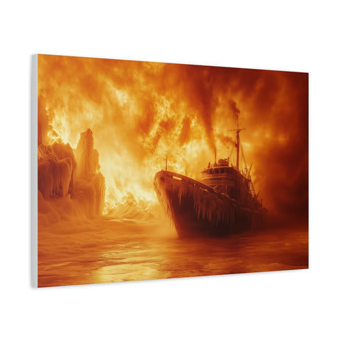 Frozen Ship Adrift in Firestorm — Canvas Wall Art — Product Detail View 6